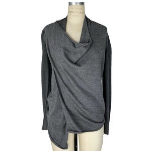 AllSaints Drina Cardigan Sweater Gray Asymmetric